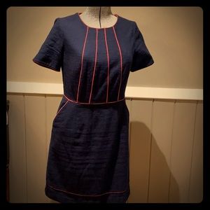 Classic Boden woven Cotten dress red piping sz8